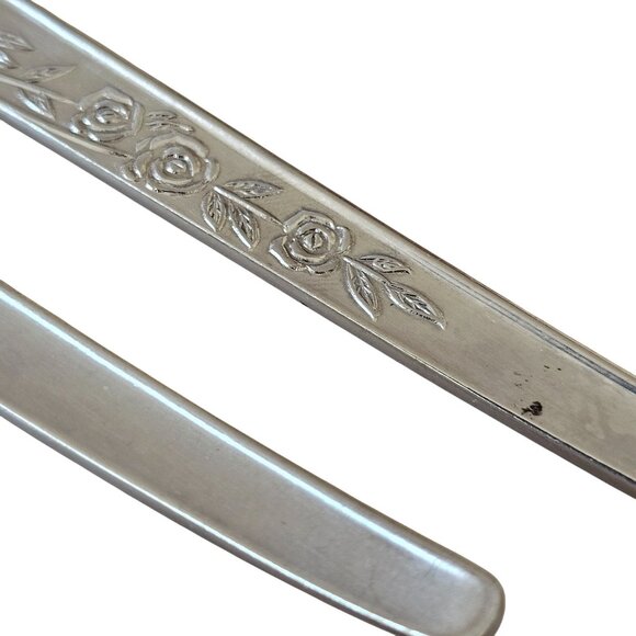 6 Elden Vintage Flower Ice Tea Spoons stainless 7.5" Rose Midcentury Colonial ED - Picture 3 of 8